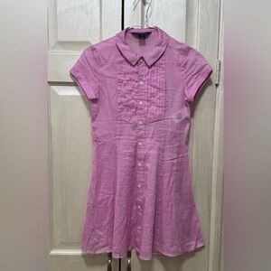 Polo Ralph Lauren Girl 12 Pink Lightweight Cotton Voile Shirt Dress Short Sleeve